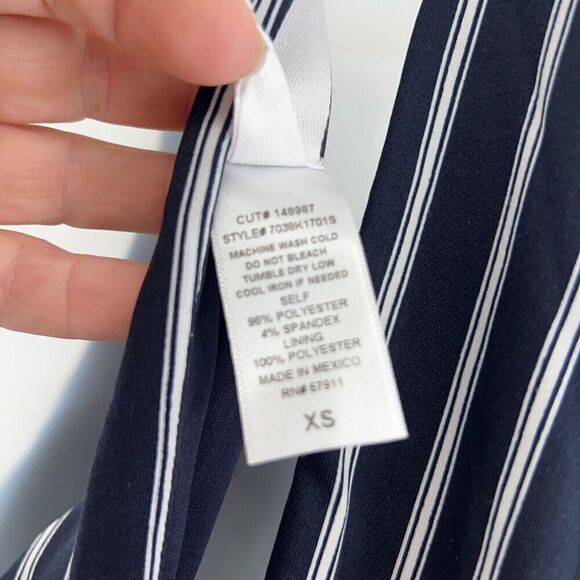 SuperFoxx Striped Navy White Halter Jumpsuit Women's Size XS Stretchy - Picture 5 of 16